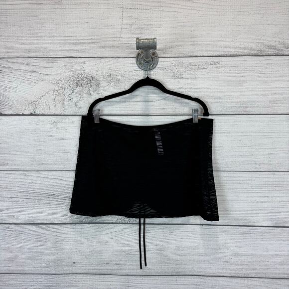 Savage X Fenty Plus Size Black Sheer Mini Swimsuit Cover Up Skirt Size 3X - Picture 1 of 7